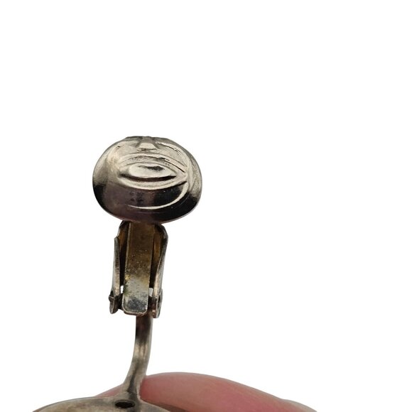 VTG Clip On Earrings Round Ball Honey Brown Swirl Lucite Resin MCM Retro Womens - Picture 9 of 16